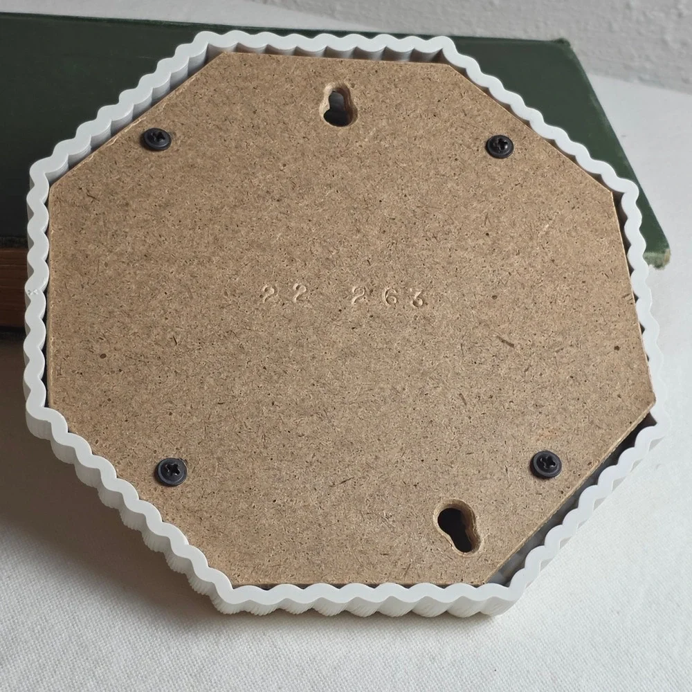 White Resin Basket Weave Wheat Octagon Wall Mirror Textured 7 inch